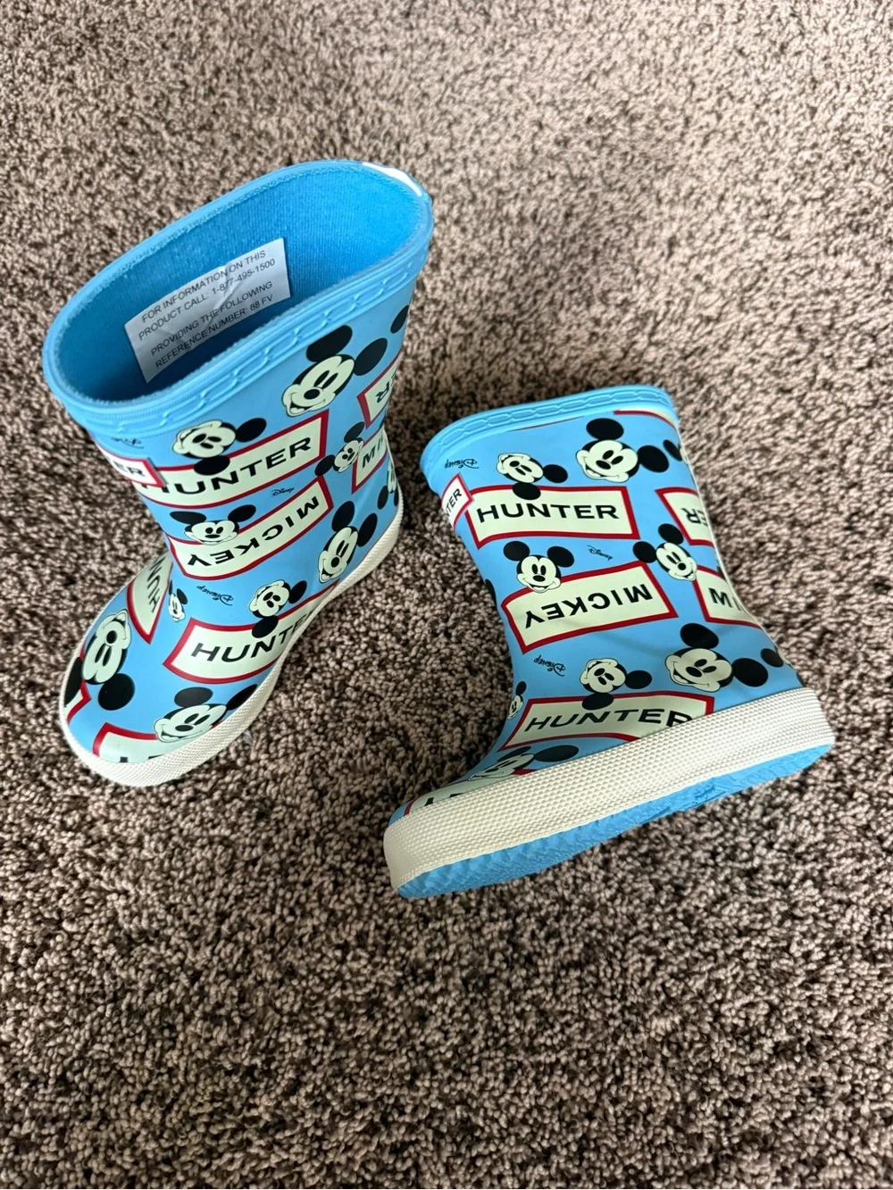Hunter x Mickey Light Blue Kids Rain Boots nwot size 7